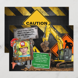 Construction Builder Party Invitation