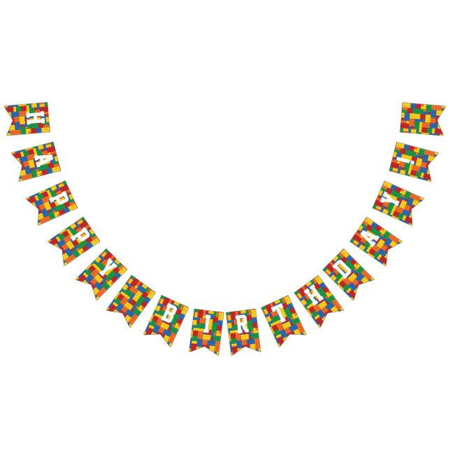 Construction Building Blocks Birthday Bunting Flags (All)