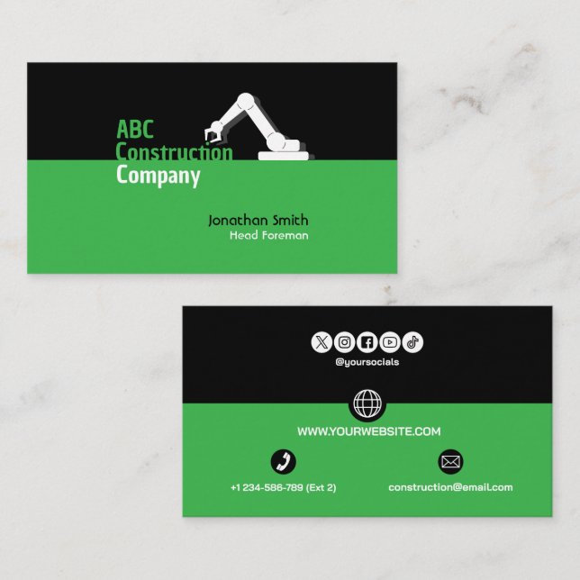 Construction Building Crane Business Card (Front/Back)