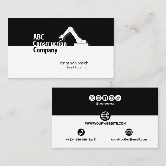 Construction Building Crane Business Card (Front/Back)