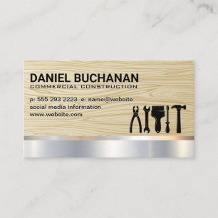 Construction Building Tools   Wood   Metal Business Card