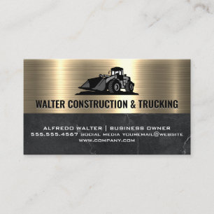 Construction Bull Dozer Metallic Gold Business Card