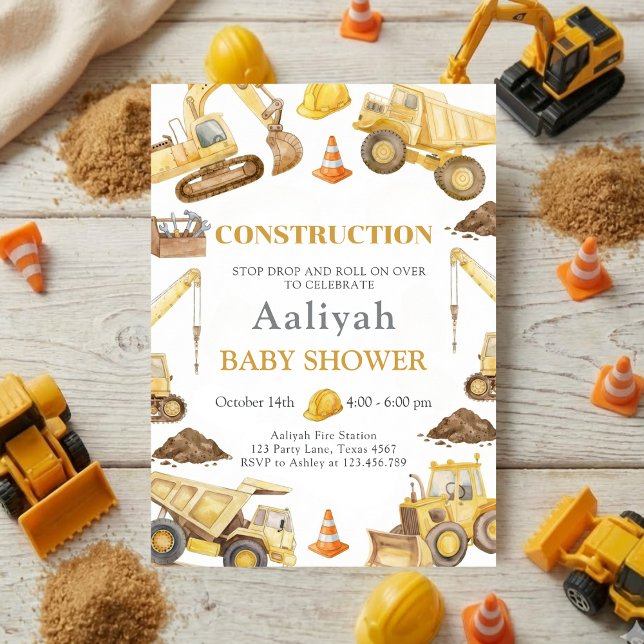 construction bulldozer celebration baby boy shower invitation (Creator Uploaded)