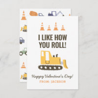 Construction Bulldozer Kids Classroom Valentine