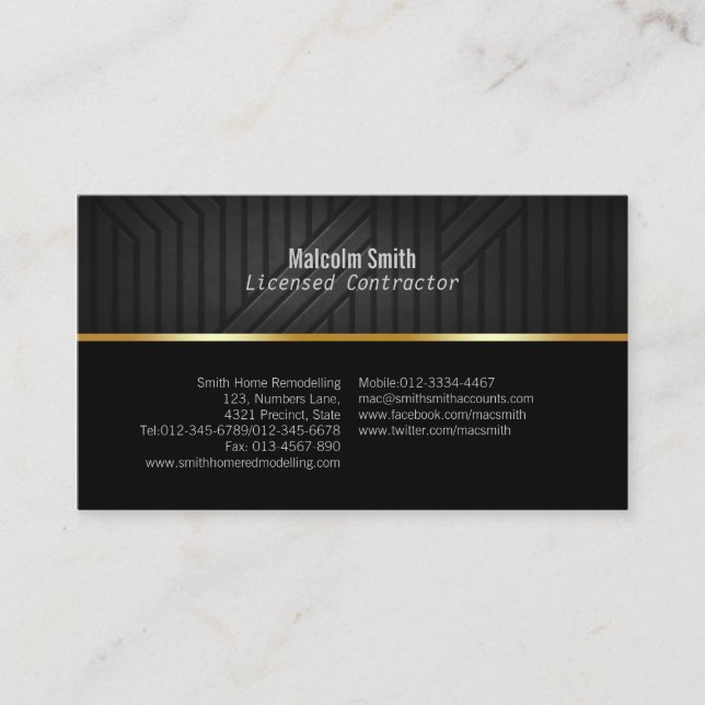 Construction Business Card Dark Texture (Front)