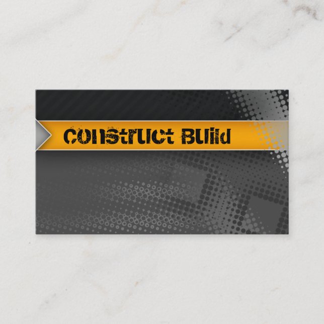 Construction Business Card Grunge grey dots (Front)