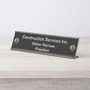 Construction Business Desk Plaque Name Plate
