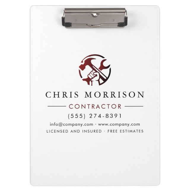 Construction Business Marketing Logo Clipboard (Front)