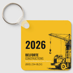 Construction Calendar Yellow & Black Crane Keychain