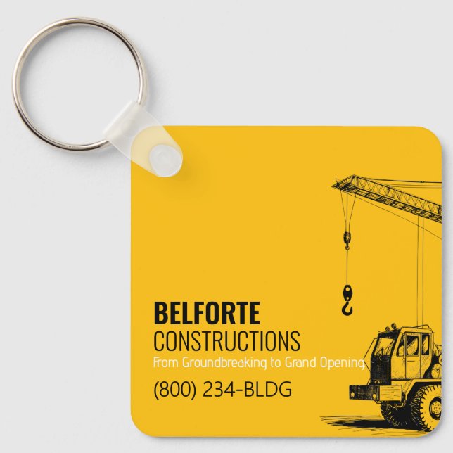 Construction Calendar | Yellow & Black Crane Keychain (Front)