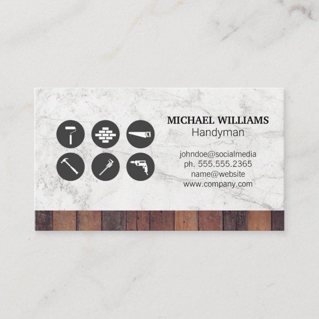 Construction Carpenter Tools Business Card (Front)