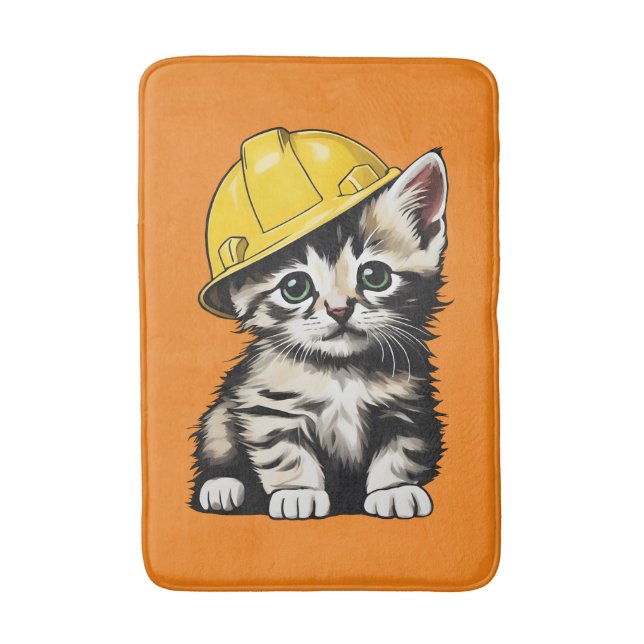 Construction Cat Bath Mat (Front Vertical)