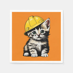 Construction Cat Napkin