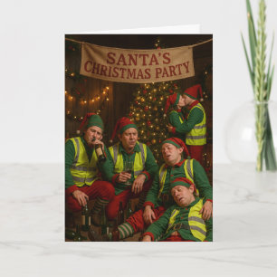 Construction Christmas card - drunk elves!