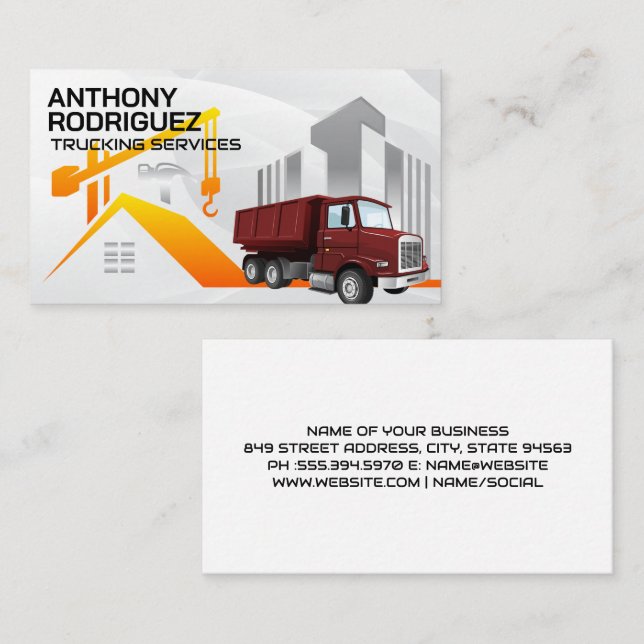 Construction | Commercial Real Estate | Dump Truck Business Card (Front/Back)