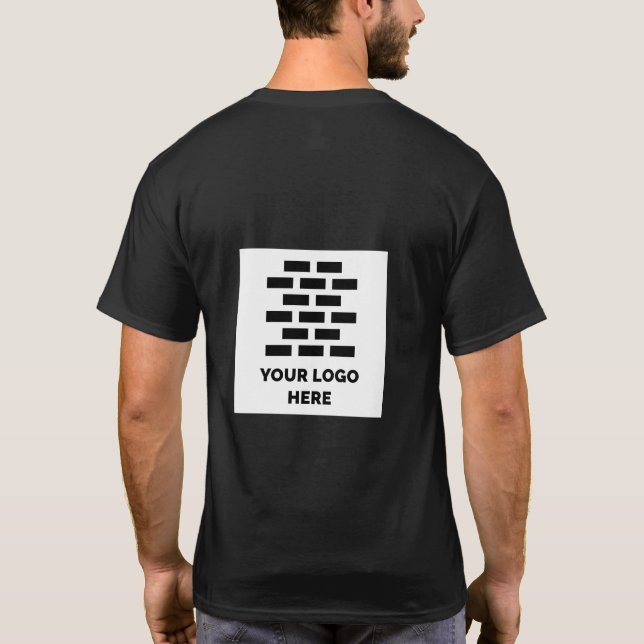 Construction Company Add Your Logo Black T-Shirt (Back)