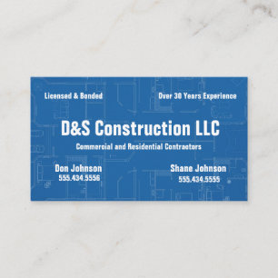 Construction Company Blueprint Business Card