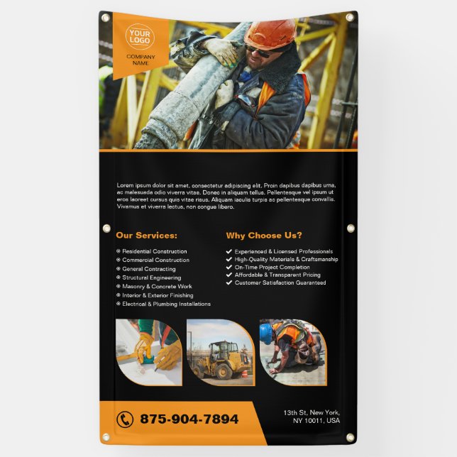 Construction Company Custom Banner (Vertical)