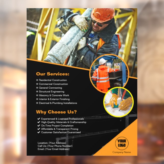 Construction Company Custom Window Cling (Sheet 2)