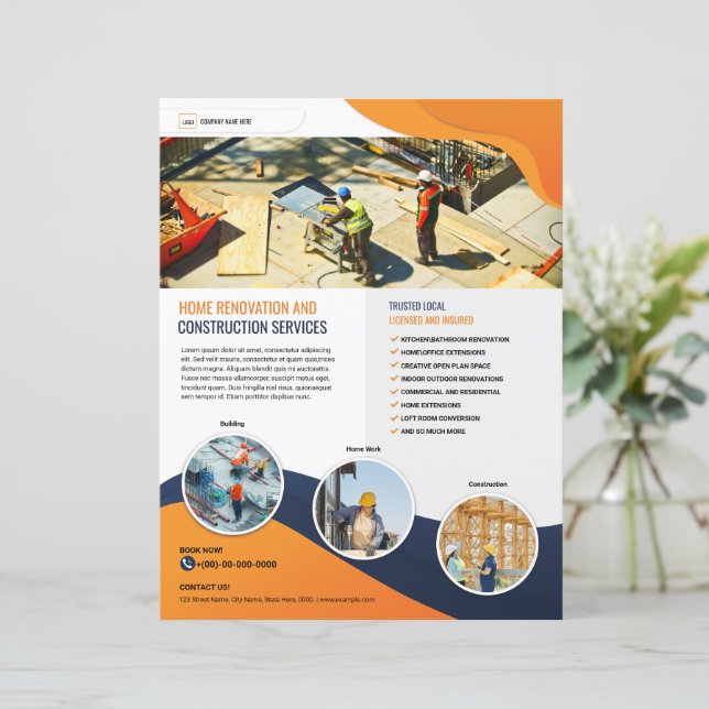 Construction Company Flyer Template (Standing Front)