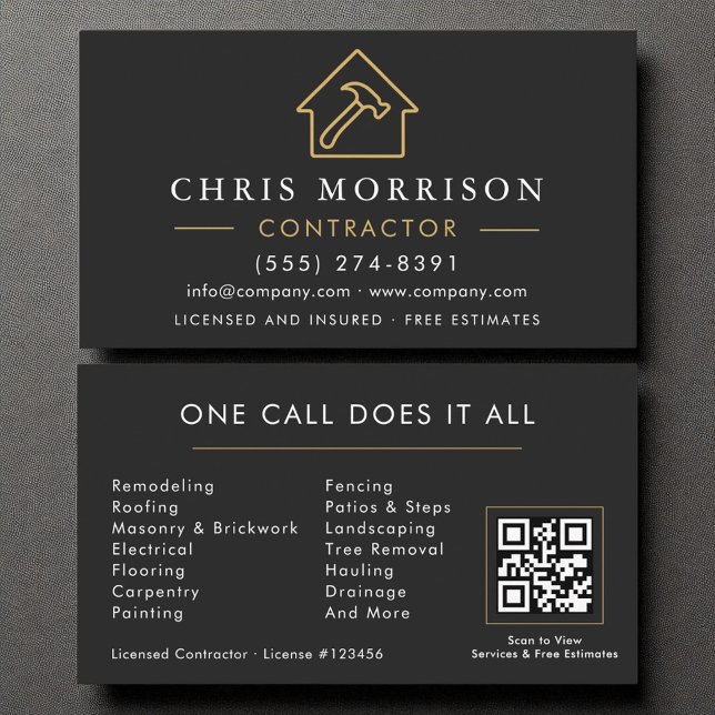 Construction Company Modern QR Code Business Card (Creator Uploaded)