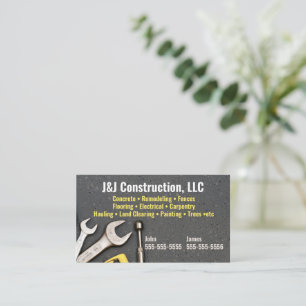 Construction Company Tools Business Card
