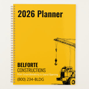 Construction Company, Yellow & Black Crane Design Planner