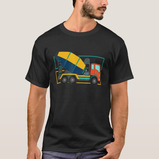 Construction Concrete Mixer Truck Highway House Bu T-Shirt (Front)