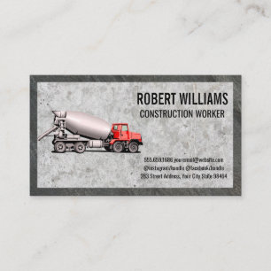 Construction   Concrete Mixing Truck Illustration Appointment Card