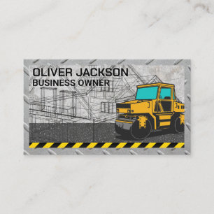 Construction   Concrete    Road Roller Blue Print Business Card