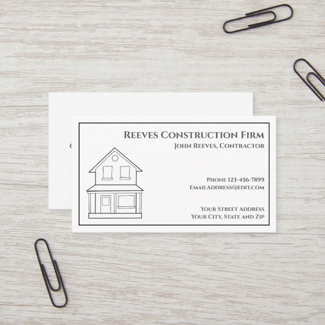 Construction Contractor Architect Business Card (Front/Back In Situ)