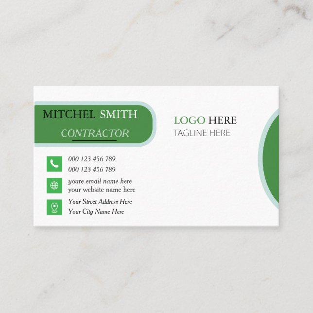 Construction Contractor Business Card (Front)