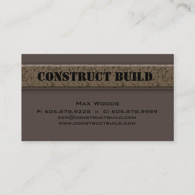 Construction Contractor Business Card Granite (Front)