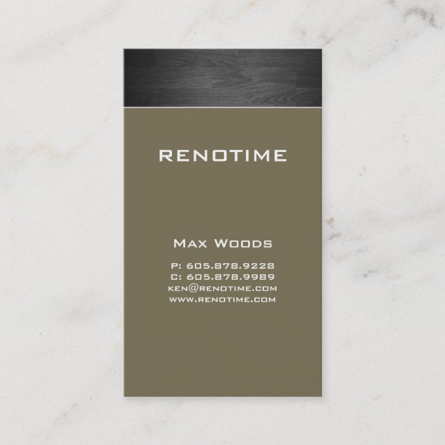 Construction Contractor Business Card Wood Tan (Front)