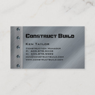 Construction Contractor Metal Business Card