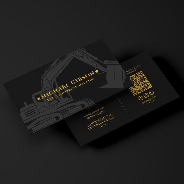 Construction Contractor Operator Black Yellow Business Card (Construction Contractor Operator Black Yellow Business Card
)