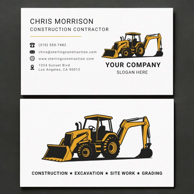 Construction Contractor Professional Business Card (Creator Uploaded)