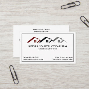 Construction Contractor Roofer Business Cards