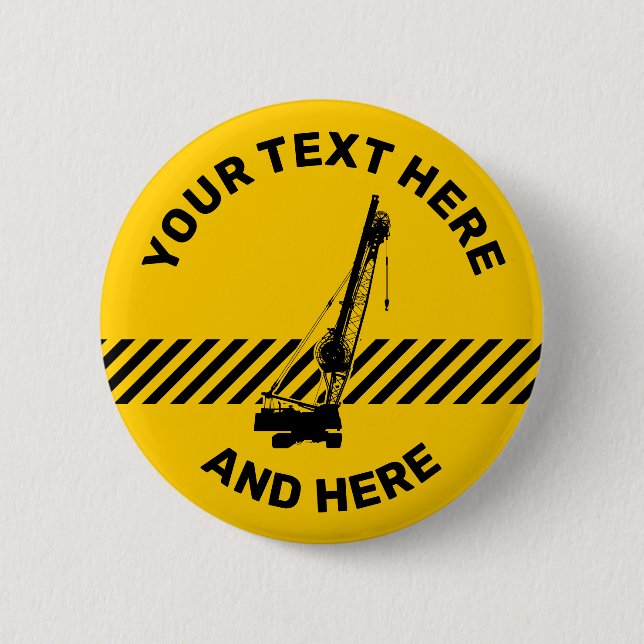 Construction Crane 2 Inch Round Button (Front)