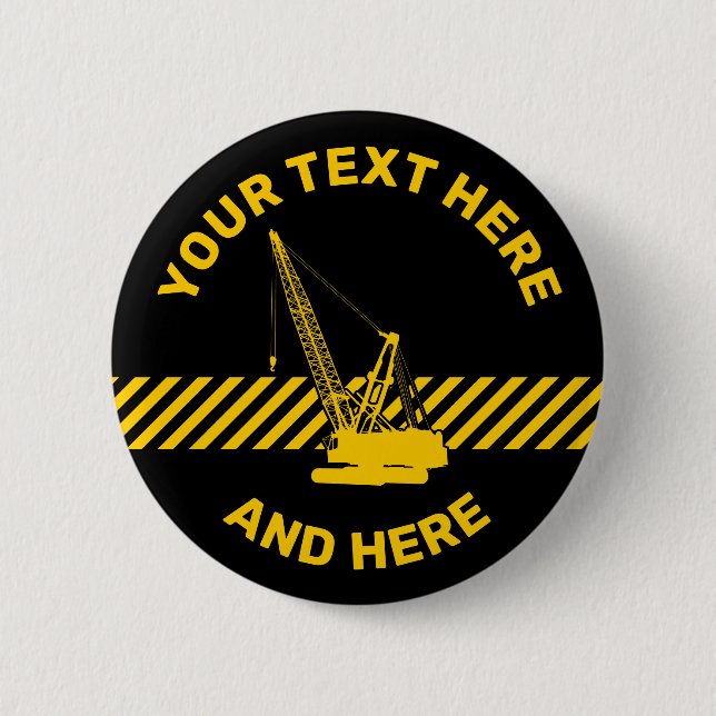 Construction Crane 2 Inch Round Button (Front)