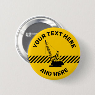 Construction Crane 2 Inch Round Button
