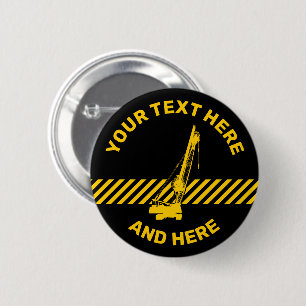 Construction Crane 2 Inch Round Button
