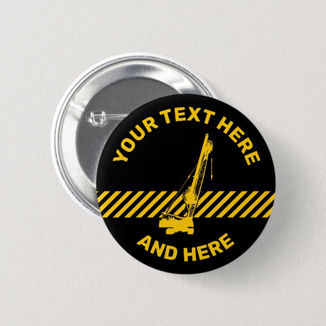 Construction Crane 2 Inch Round Button (Front & Back)
