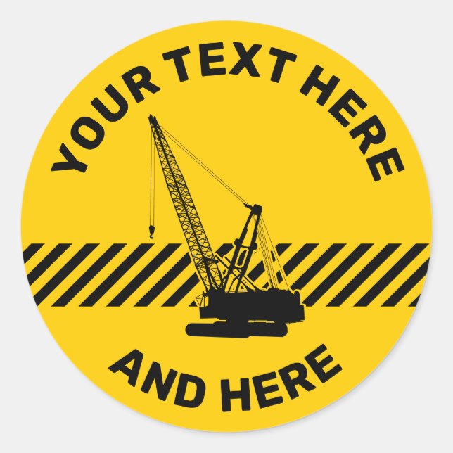 Construction Crane Classic Round Sticker (Front)