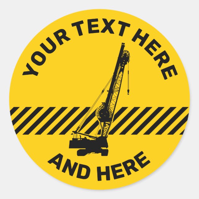 Construction Crane Classic Round Sticker (Front)