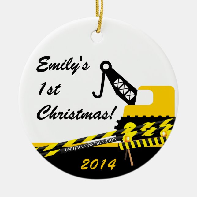 Construction Crane Personalized Name Ornament (Front)