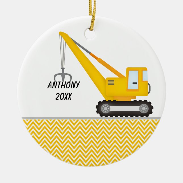 Construction Crane Personalized  Ornament (Front)