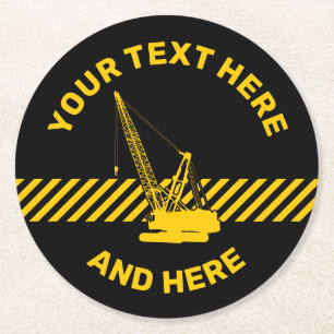 Construction Crane Round Paper Coaster