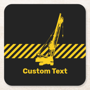 Construction Crane Square Paper Coaster