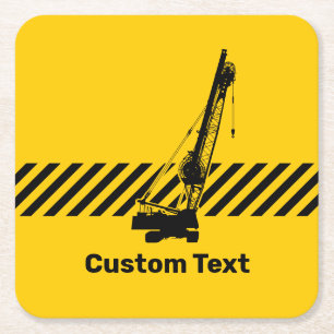Construction Crane Square Paper Coaster